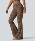 Halara UltraSculpt Leopard Print V-Shaped High Waisted Contrast Lace Yoga Flare Leggings with Pockets