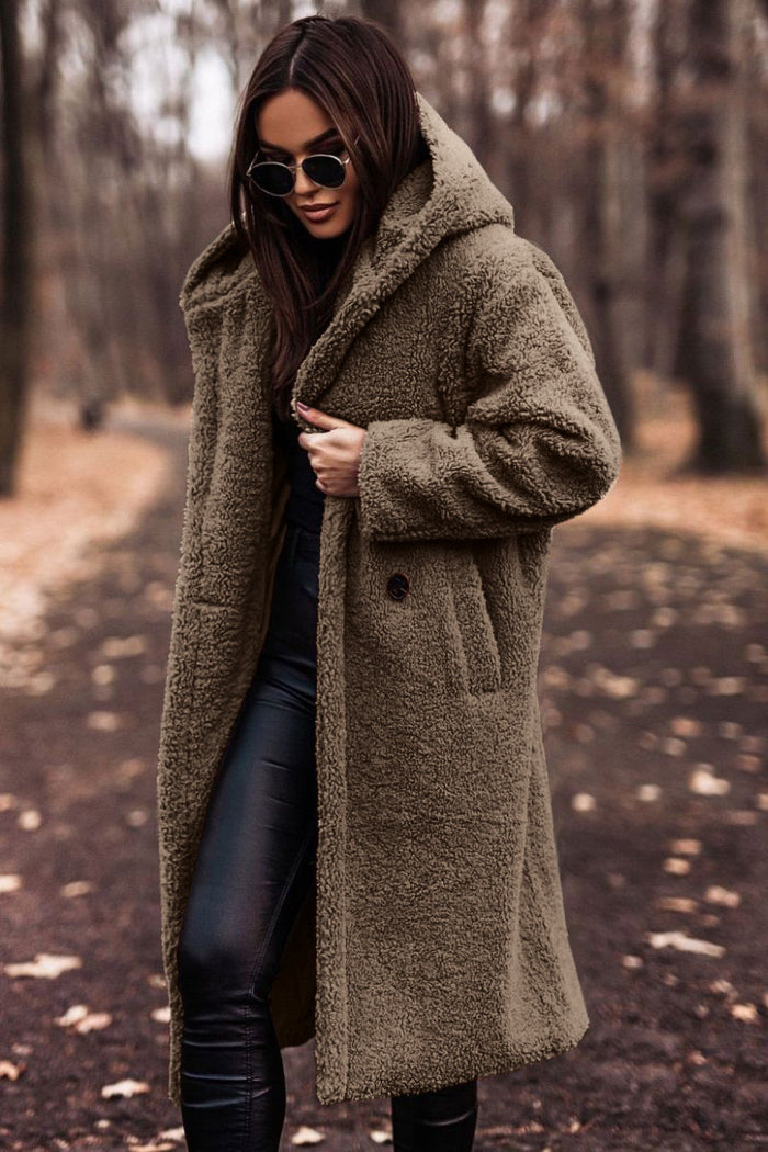 Peyton | Extra Long Hooded Teddy Coat in Soft Plush