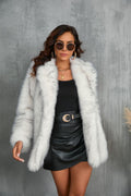 Woman in a fluffy faux fur coat