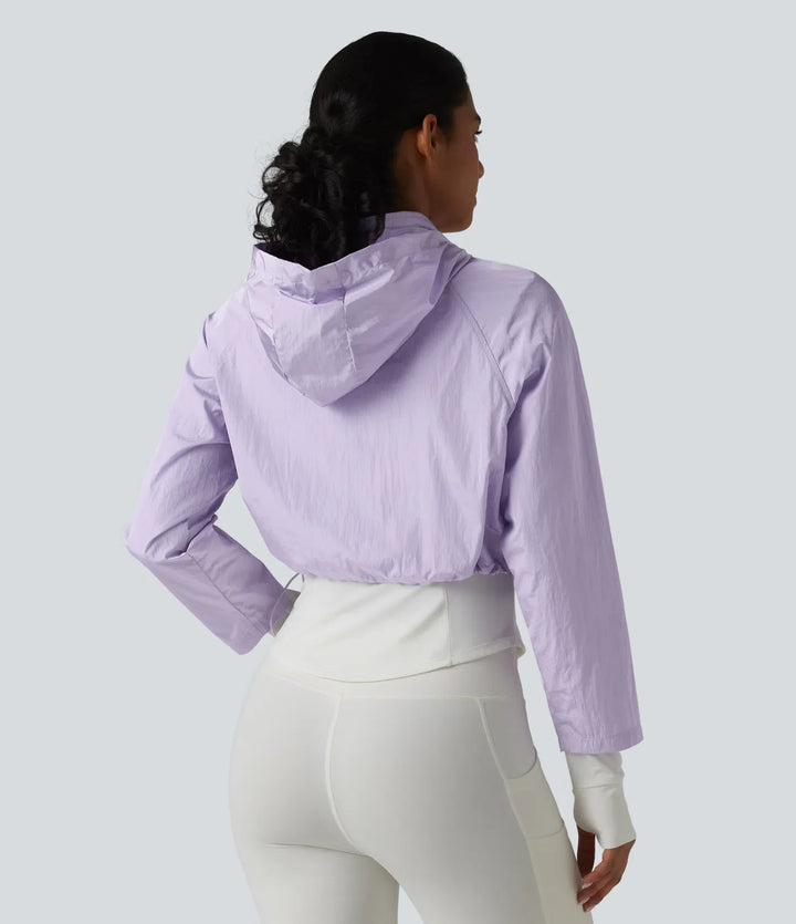 Durable Water Repellent Hooded Thumb Holes Curved Hem Running 3-in-1 Jacket with Pockets