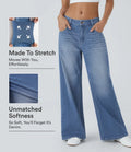 Halara Flex Low Rise Zipper Pockets Washed Baggy Wide Leg Casual Jeans