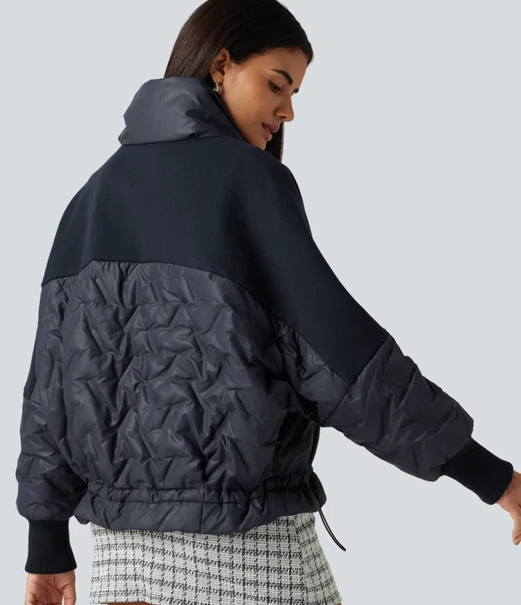 High Neck Long Sleeve Casual Padded Jacket with Pockets