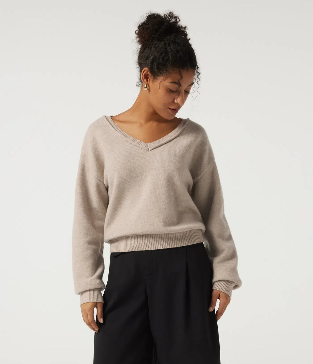 V Neck Long Sleeve Casual Sweater