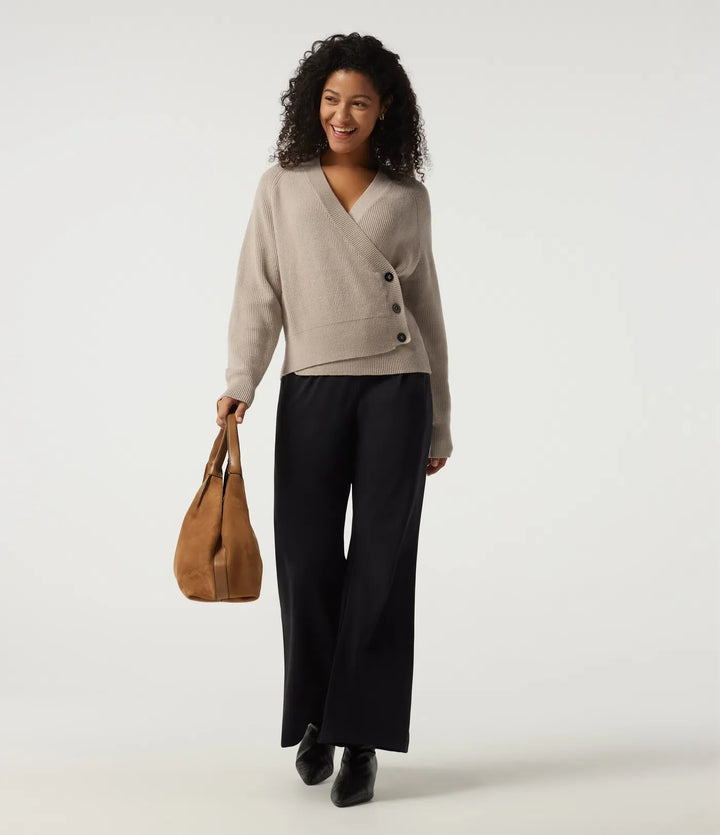 Ribbed Knit V Neck Long Sleeve Work Sweater