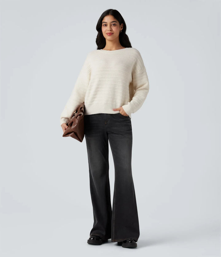 Long Sleeve Tie Back Work Sweater