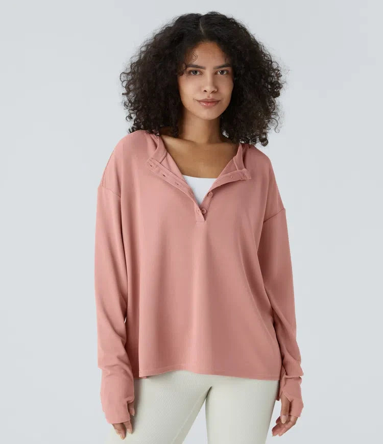 Front Thumb Hole Waffle Casual Sweatshirt