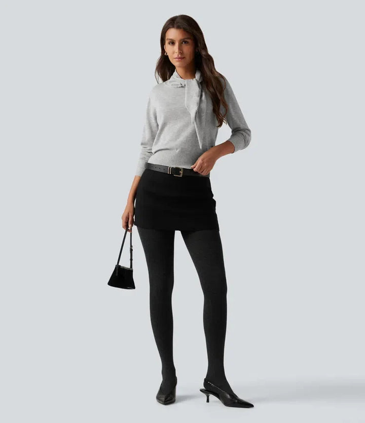 Scarf Tie Long Sleeve Casual Sweater