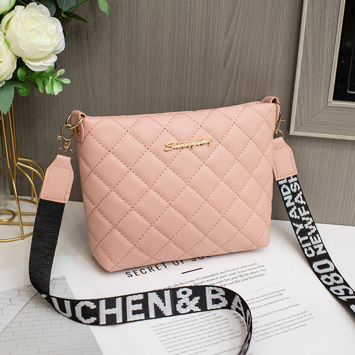 Avery | Small Quilted Crossbody Bag with Wide Lettered Strap