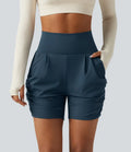 SoftlyZero Airy High Waisted Ruched InstantCool Yoga Shorts 5'' with Pockets