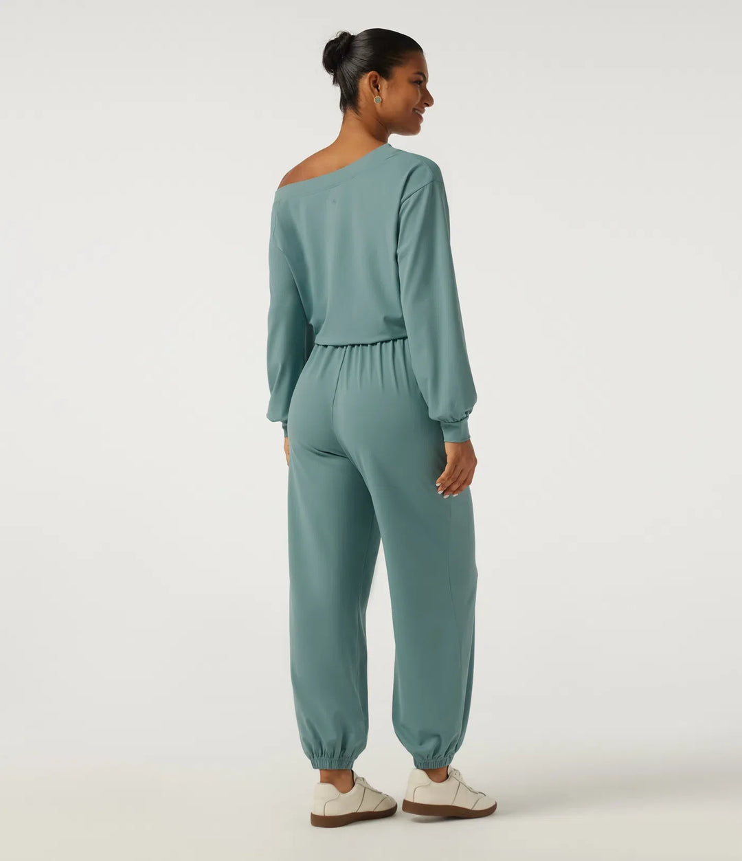 One Shoulder Long Sleeve Drawstring Casual Jumpsuit with Pockets - Easy Peezy Edition