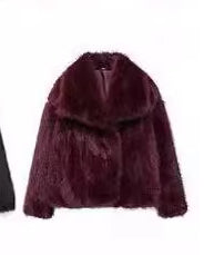 Riley | Cropped Fluffy Faux Fur Jacket with Wide Lapels