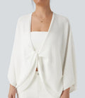 Deep V-neck Batwing Sleeve Relaxed Fit Casual Cardigan