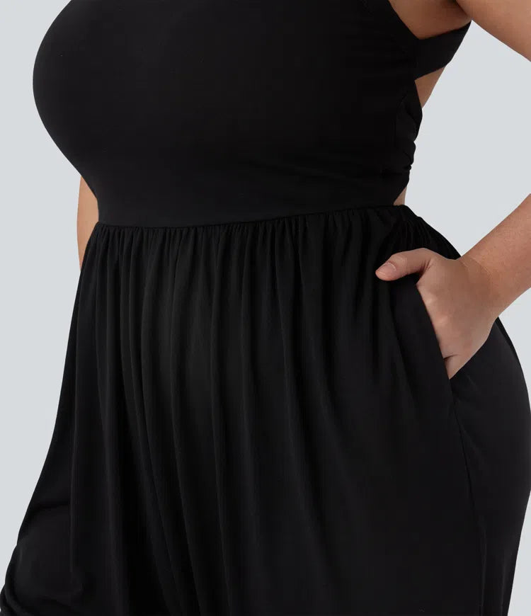 Harem Casual Plus Size Jumpsuit with Pocket-Easy Peezy Edition