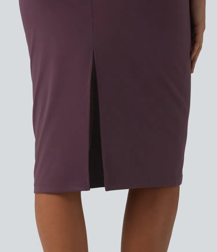 Boat Neck Sleeveless Pencil Midi Work Dress