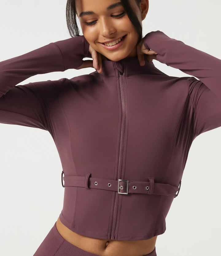 Halara UltraSculpt Stand Collar Long Sleeve Buckle Belted Yoga Curvy Jacket