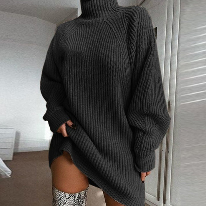 Quinn | Oversized Turtleneck Sweater Dress in Chunky Knit
