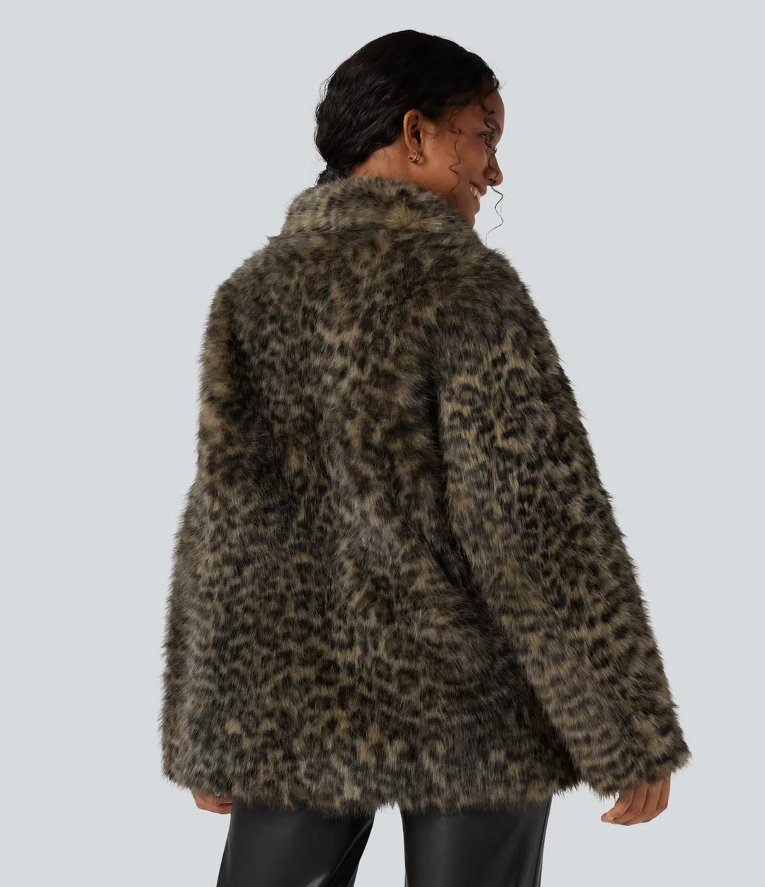 Long Sleeve Casual Faux Fur Coat with Pockets