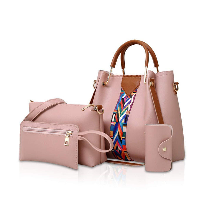 Peyton | 4-Piece Faux Leather Handbag Set with Tote and Wristlet