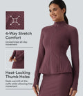 Stand Collar Long Sleeve Thumb Hole Polka Dot Yoga Jacket with Pockets