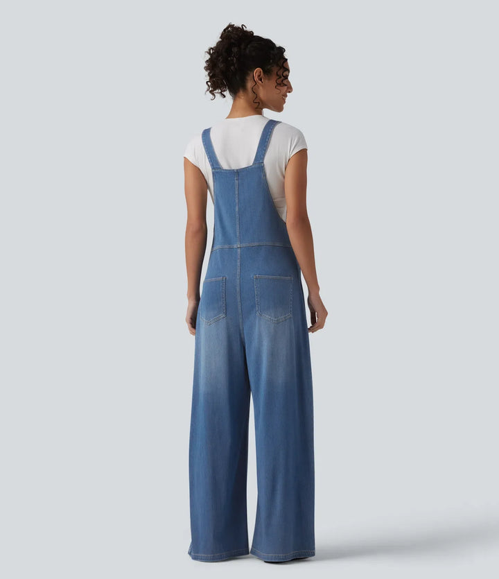 Halara Flex Adjustable Straps Draped Lyocell Washed Casual Baggy Overalls with Pockets