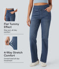 Halara Flex High Waisted Tummy Control Washed Casual Bootcut Jeans with Pockets