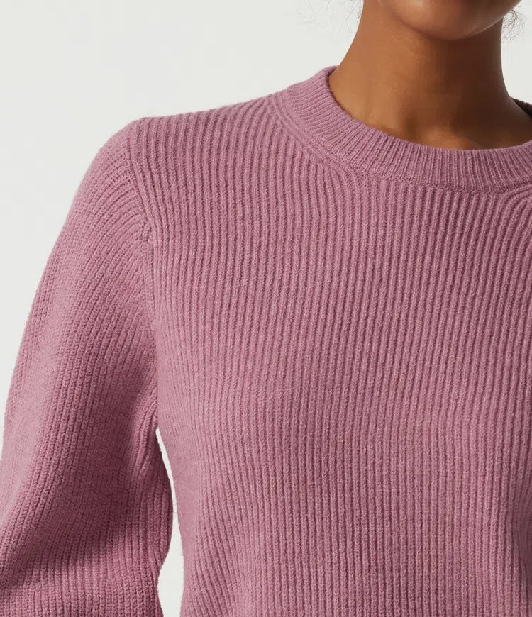 Round Neck Puff Long Sleeve Casual Sweater