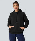 Hooded Drawstring Long Sleeve Fleece Casual Cotton Sweatshirt with Pockets