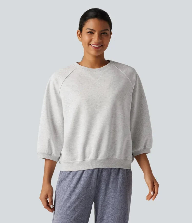 Round Neck Raglan Long Sleeve Casual Sweatshirt