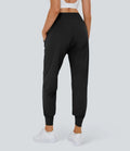 High Waisted Plain Side Pocket Casual Joggers