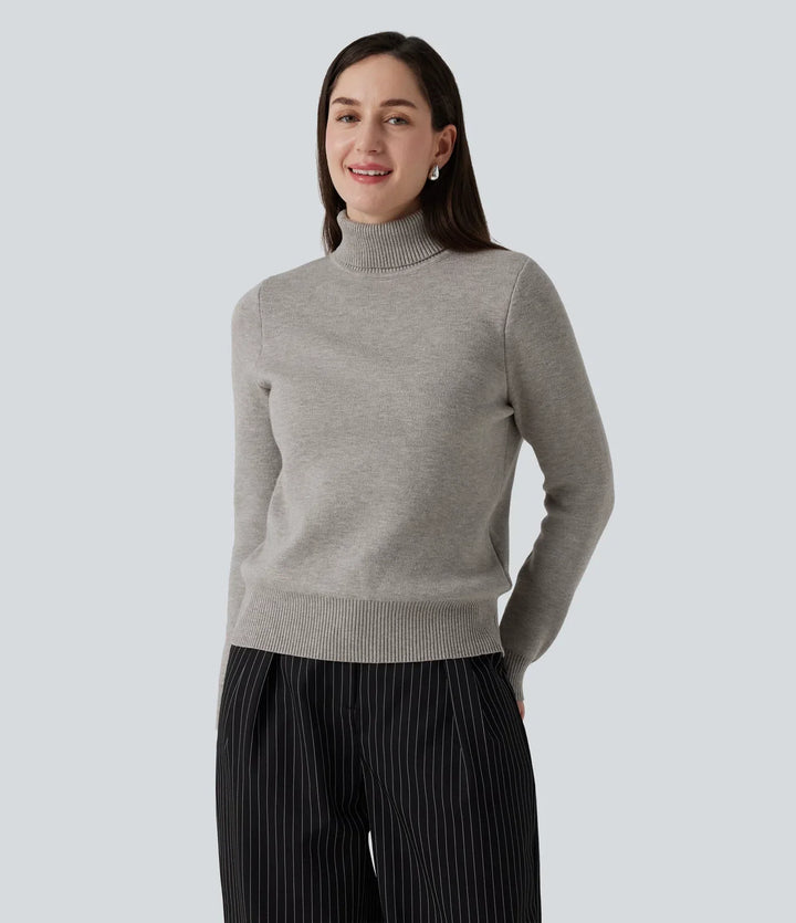 High Neck Long Sleeve Work Sweater