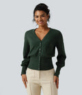 V Neck Bishop Long Sleeve Work Cardigan