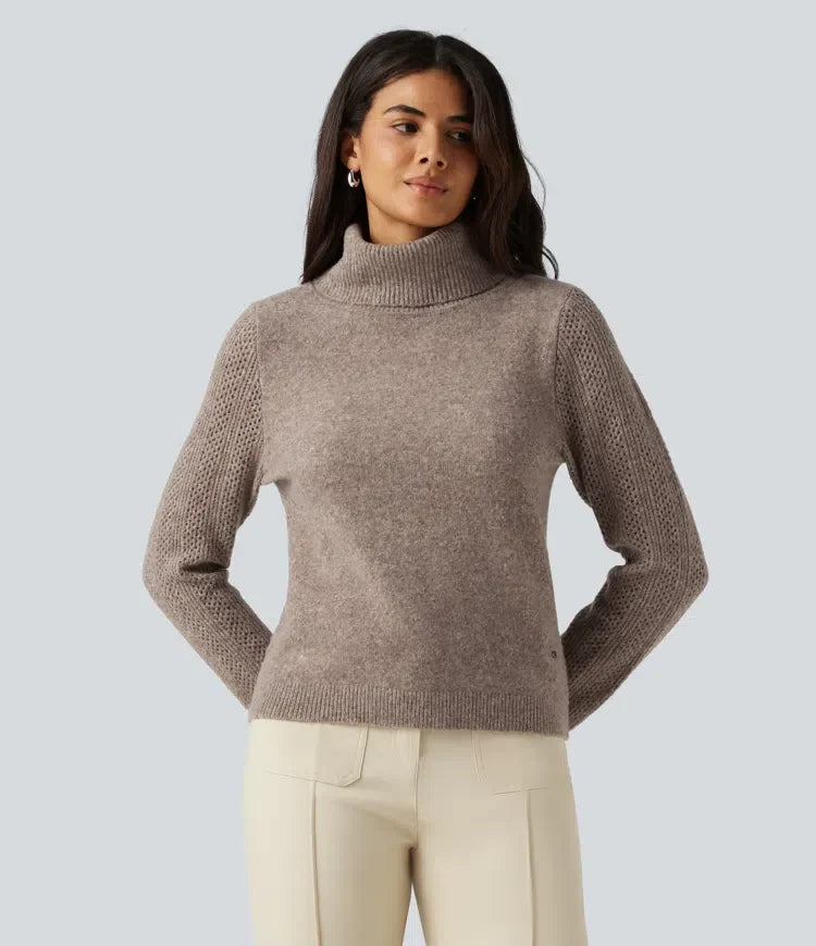 High Neck Long Sleeve Slim Work Sweater