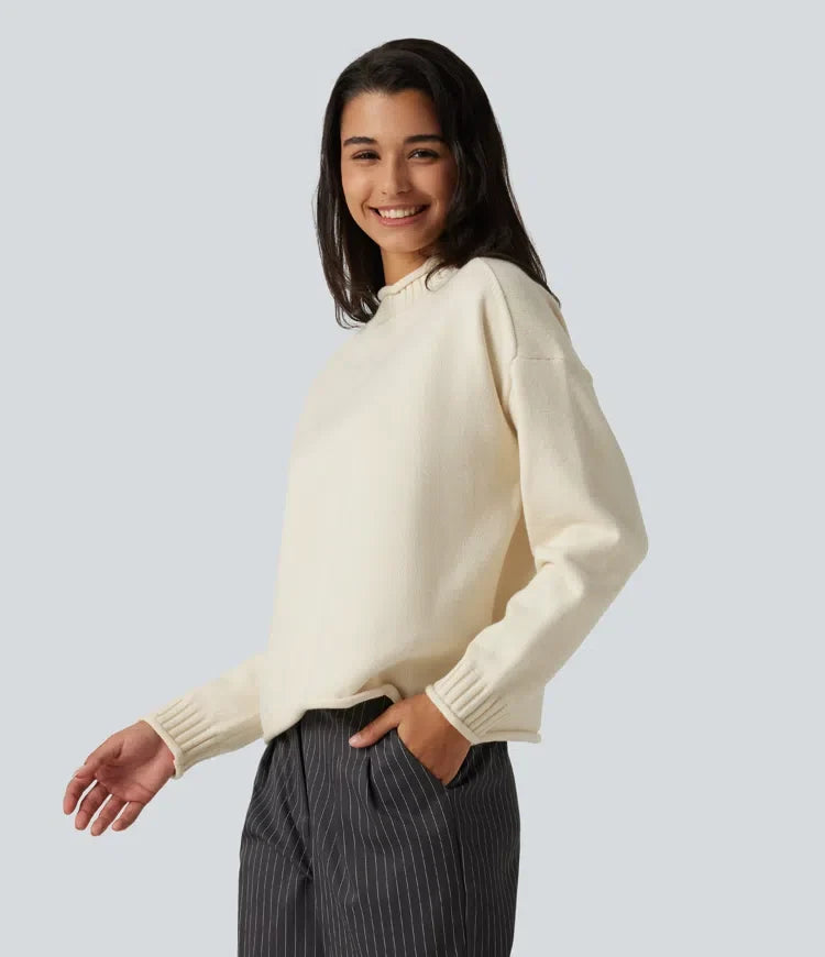 Mock Neck Long Sleeve Work Sweater