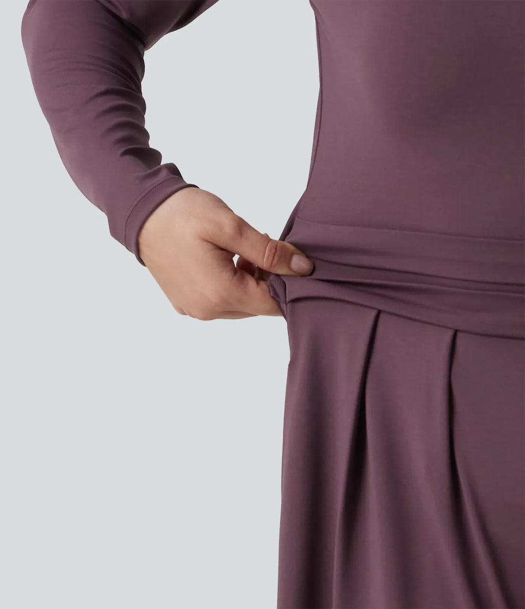 Round Neck Long Sleeve Wide Leg Casual Jumpsuit with Pockets-Easy Peezy Edition