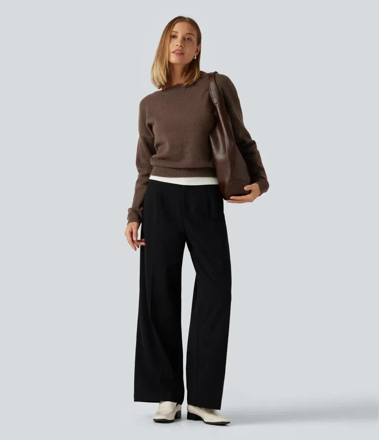 Boat Neck Long Sleeve Casual Sweater