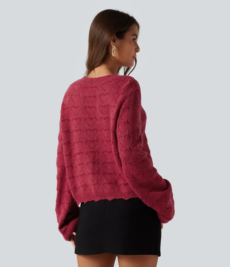 Round Neck Dropped Shoulder Long Sleeve Casual Sweater