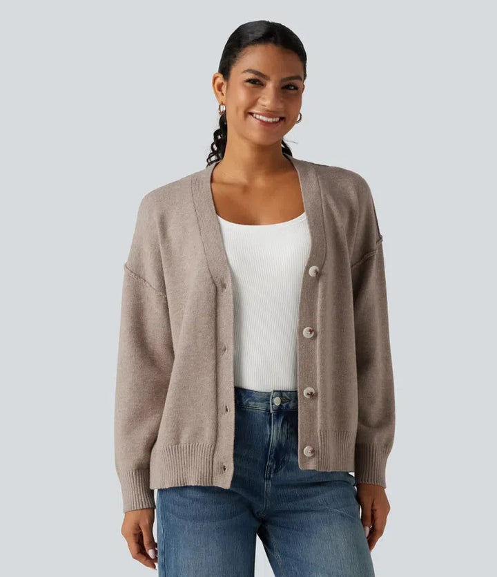 Dropped Long Sleeve Casual Cardigan