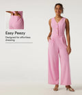 V Neck Sleeveless Wide Leg Work Jumpsuit with Pockets - Easy Peezy Edition