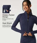 SoftlyZero Plush Thermal High Neck Yoga Jacket with Thumbholes