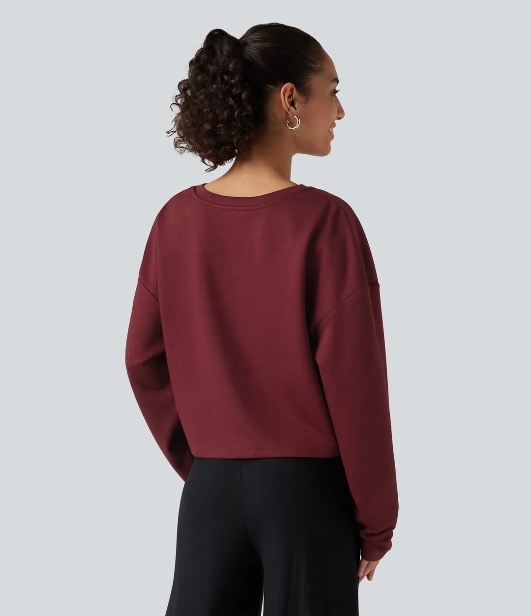 Boat Neck Long Sleeve Ruched Lounge Top