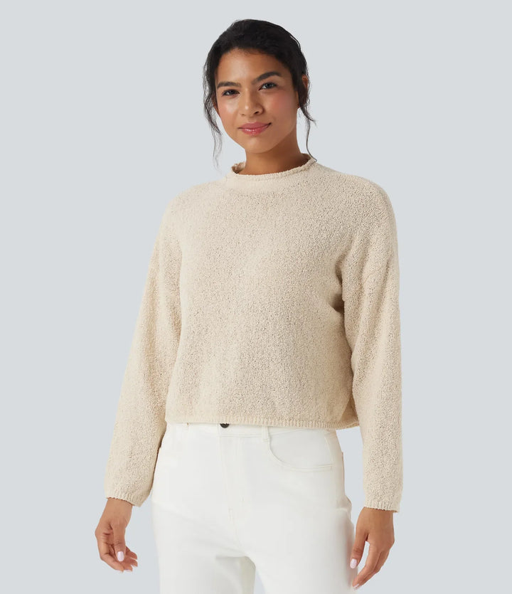 Mock-neck Long Sleeve Casual Sweater