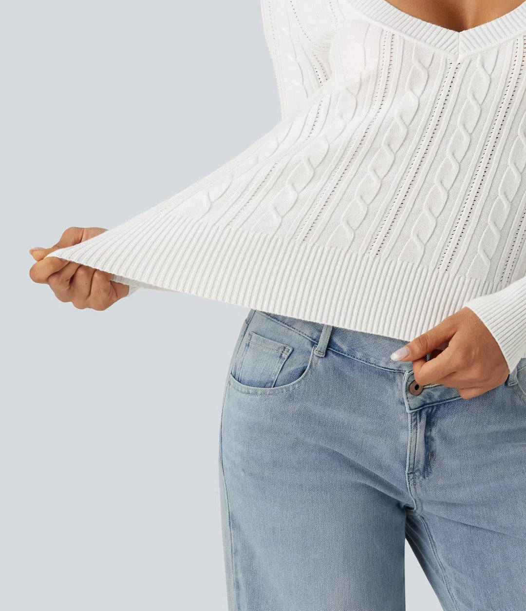 V Neck Long Sleeve Casual Sweater