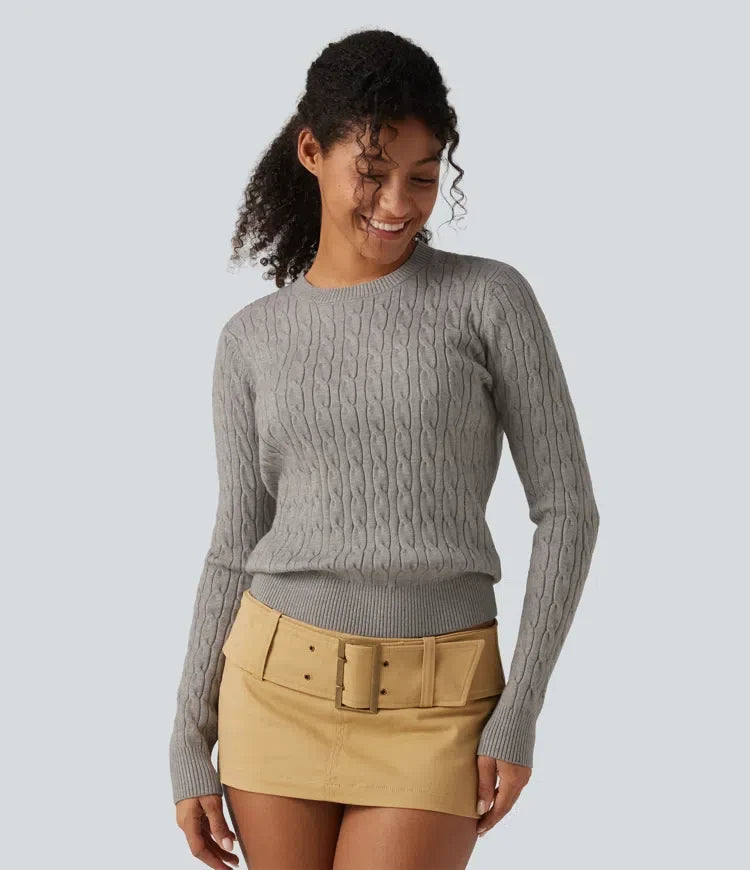 Round Neck Long Sleeve Work Sweater