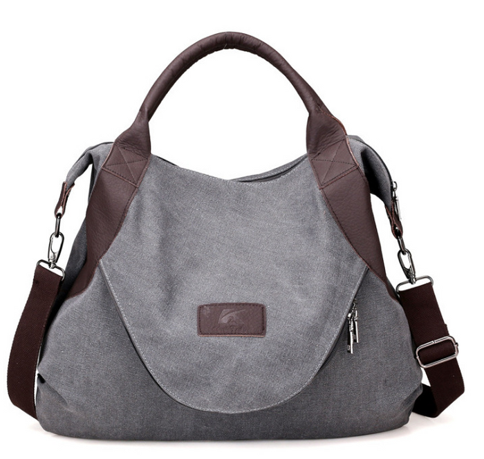Quinn | Large Canvas Shoulder Bag with Detachable Crossbody Strap