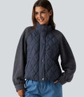 High Neck Long Sleeve Raglan Casual Padded Jacket with Pockets