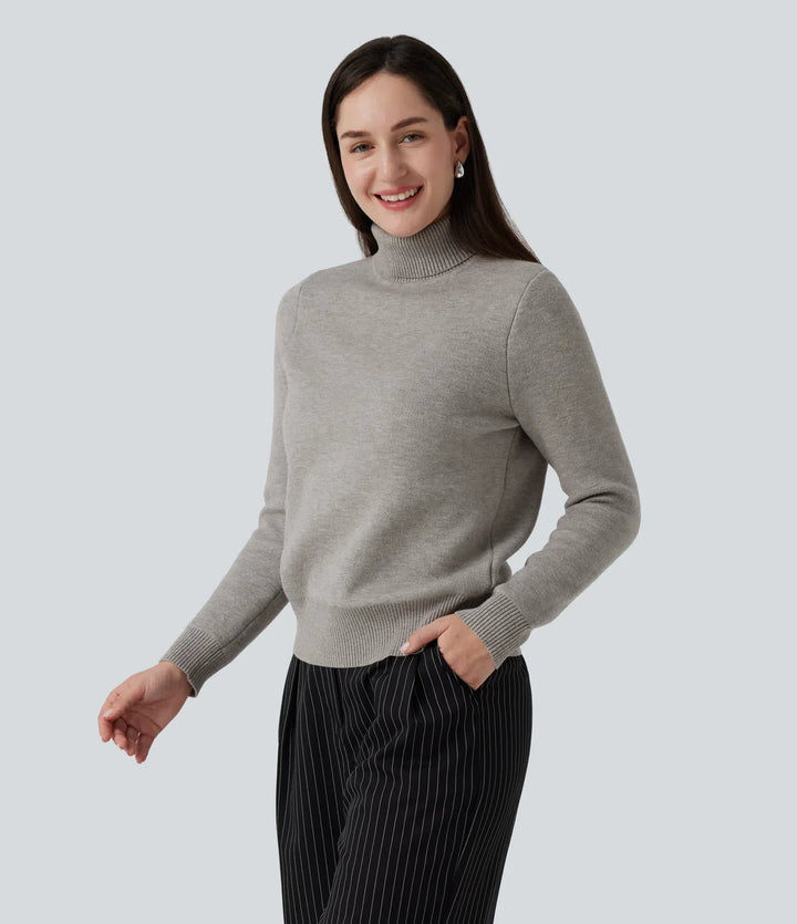 High Neck Long Sleeve Work Sweater