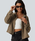 Long Sleeve Corduroy Casual Shirt Jacket with Pockets