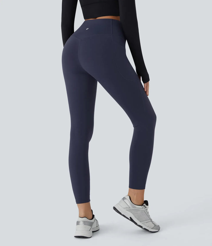 SoftlyZero Plush Thermal High Waisted Tummy Control Pocket Workout Leggings