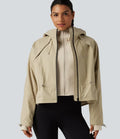 Hooded Long Sleeve 2-Piece Hiking Windbreaker Jacket with Pockets
