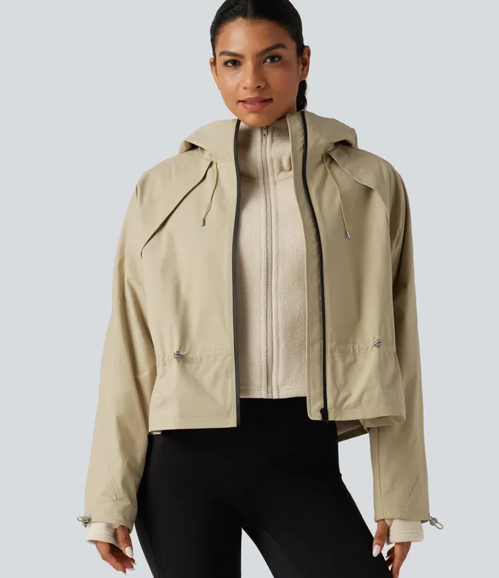Hooded Long Sleeve 2-Piece Hiking Windbreaker Jacket with Pockets
